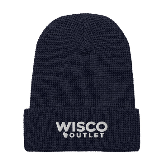 Wisco Wordmark Richardson 146R waffle beanie with white embroidery, navy front