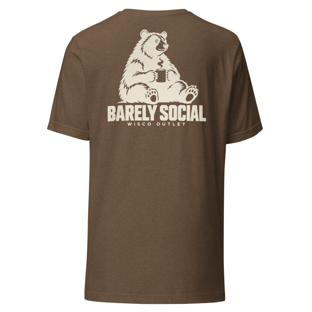 Barely Social T-Shirt — Heather Brown — back
