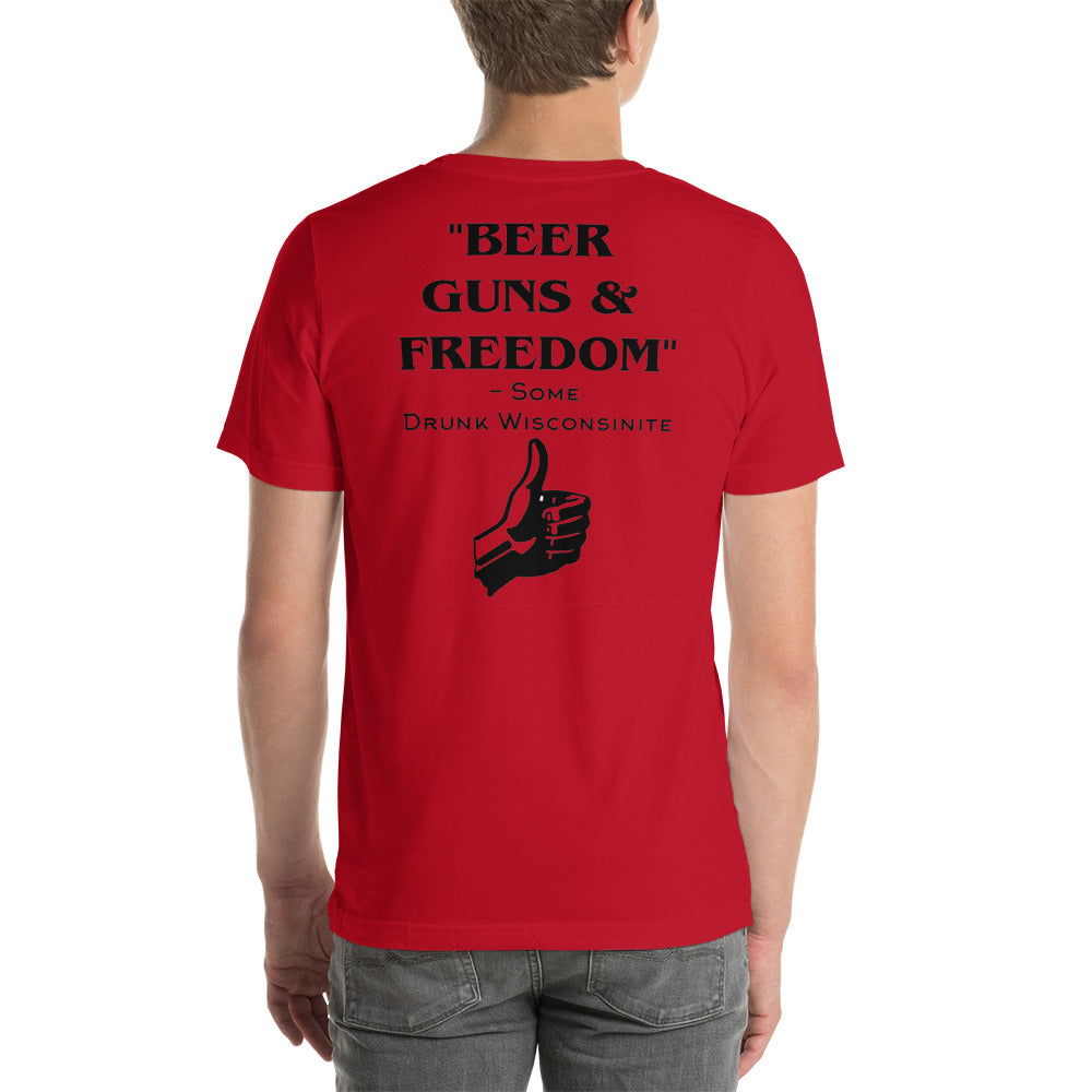 Wisco Outlet Beer, Guns, and Freedom T-shirt Black Design
