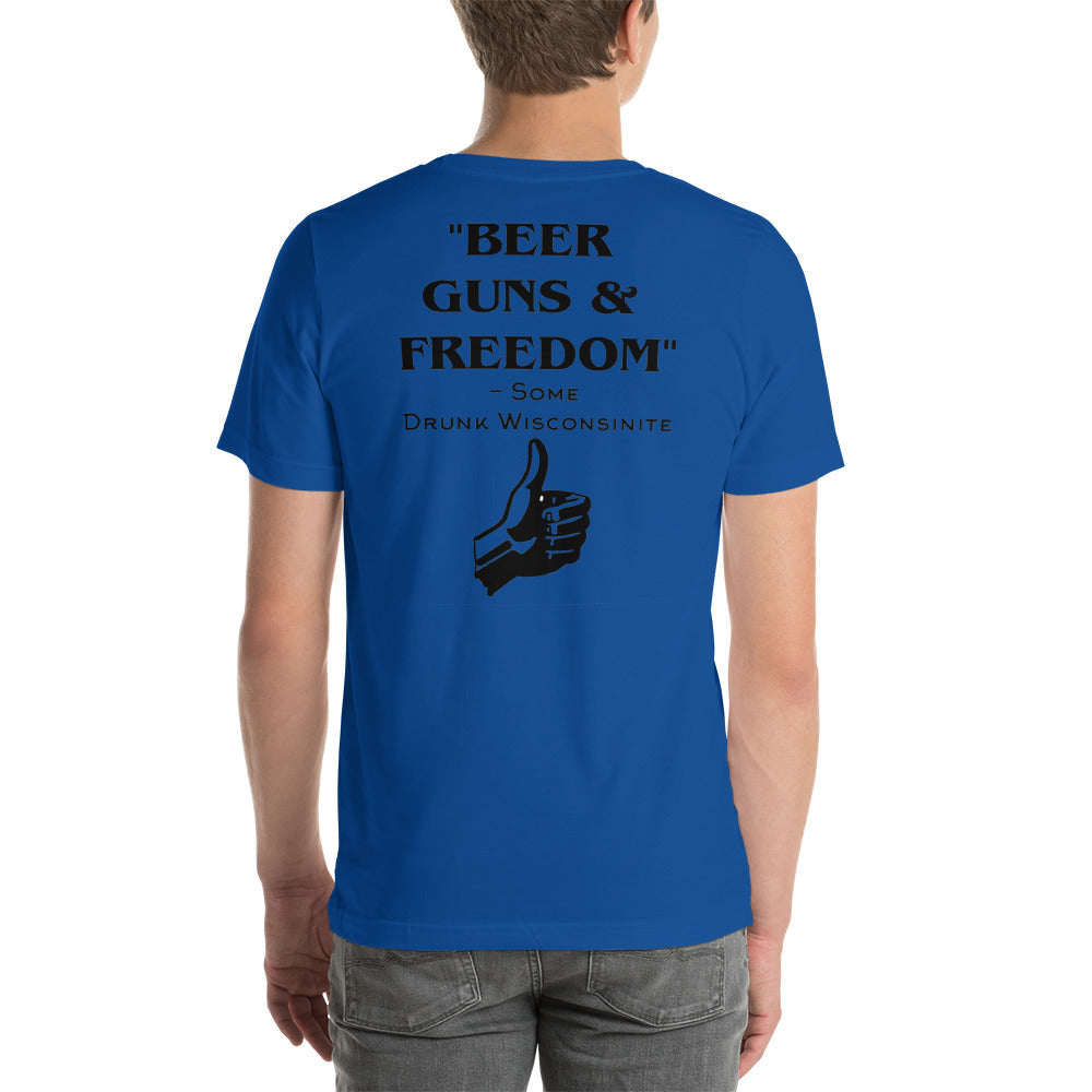 Wisco Outlet Beer, Guns, and Freedom T-shirt Black Design