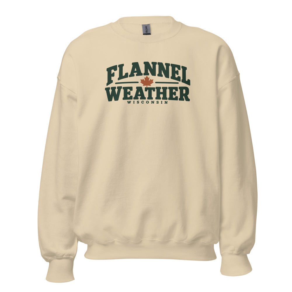 Flannel Weather Wisconsin Crewneck — Sand — front