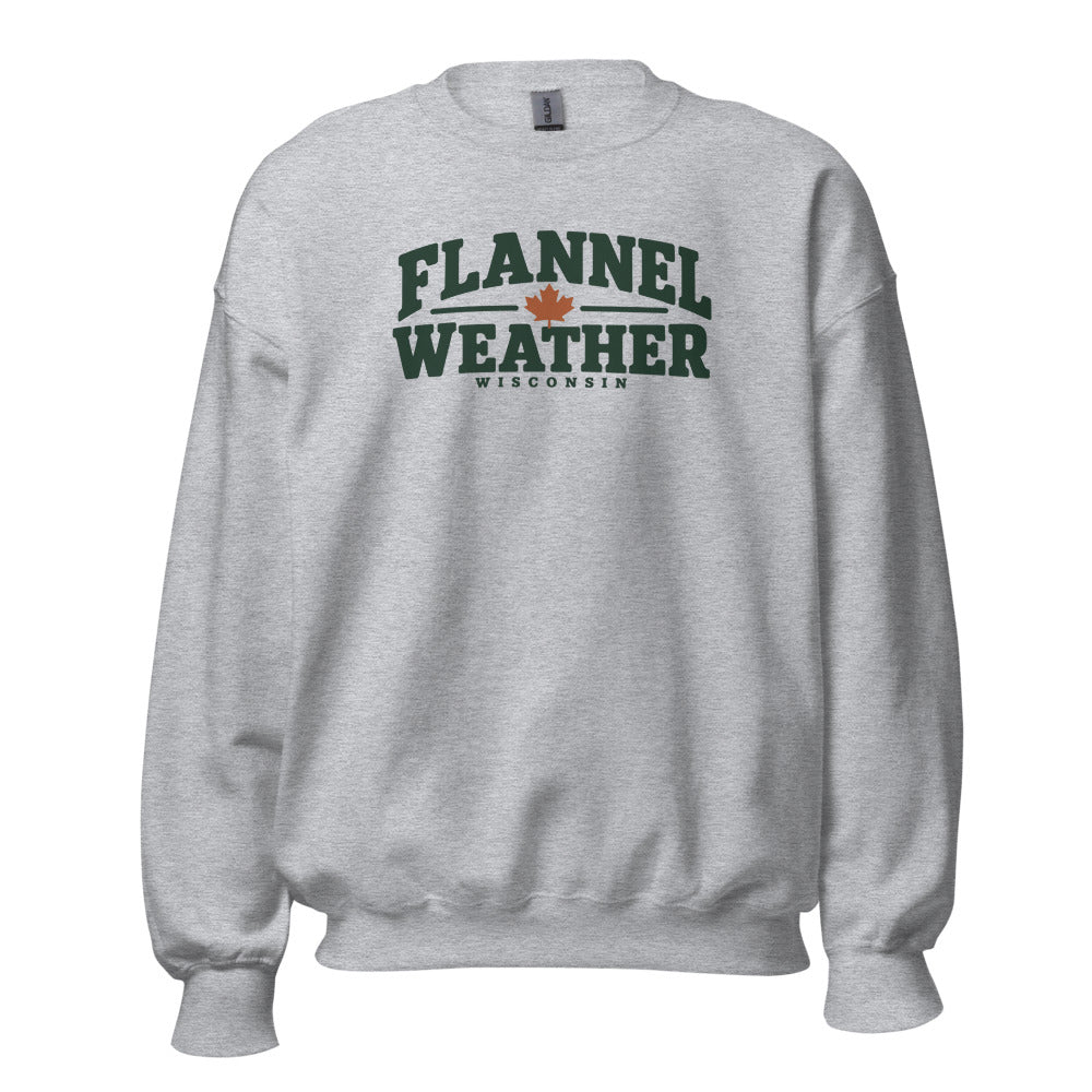 Flannel Weather Wisconsin Crewneck — Sport Grey — front