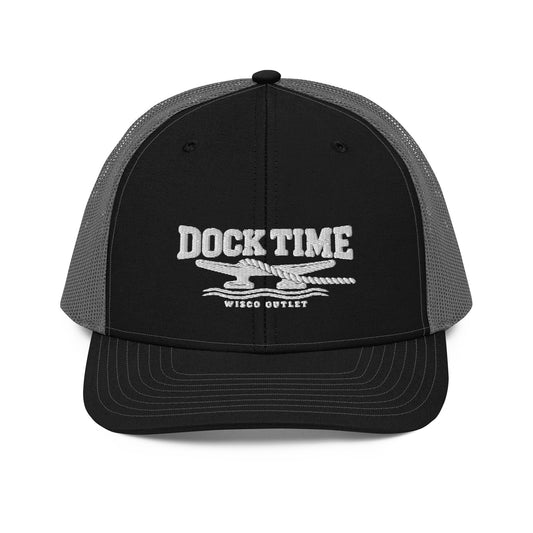 Dock Time Richardson 112 curved brim cap with white embroidery, black charcoal front