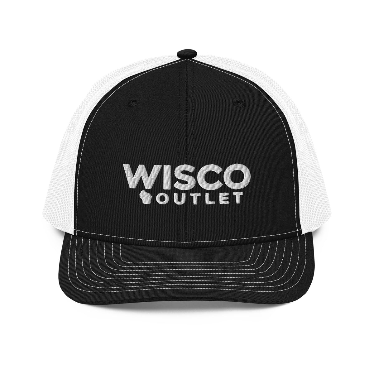 Wisco Wordmark Richardson 112 with white embroidery — black white front