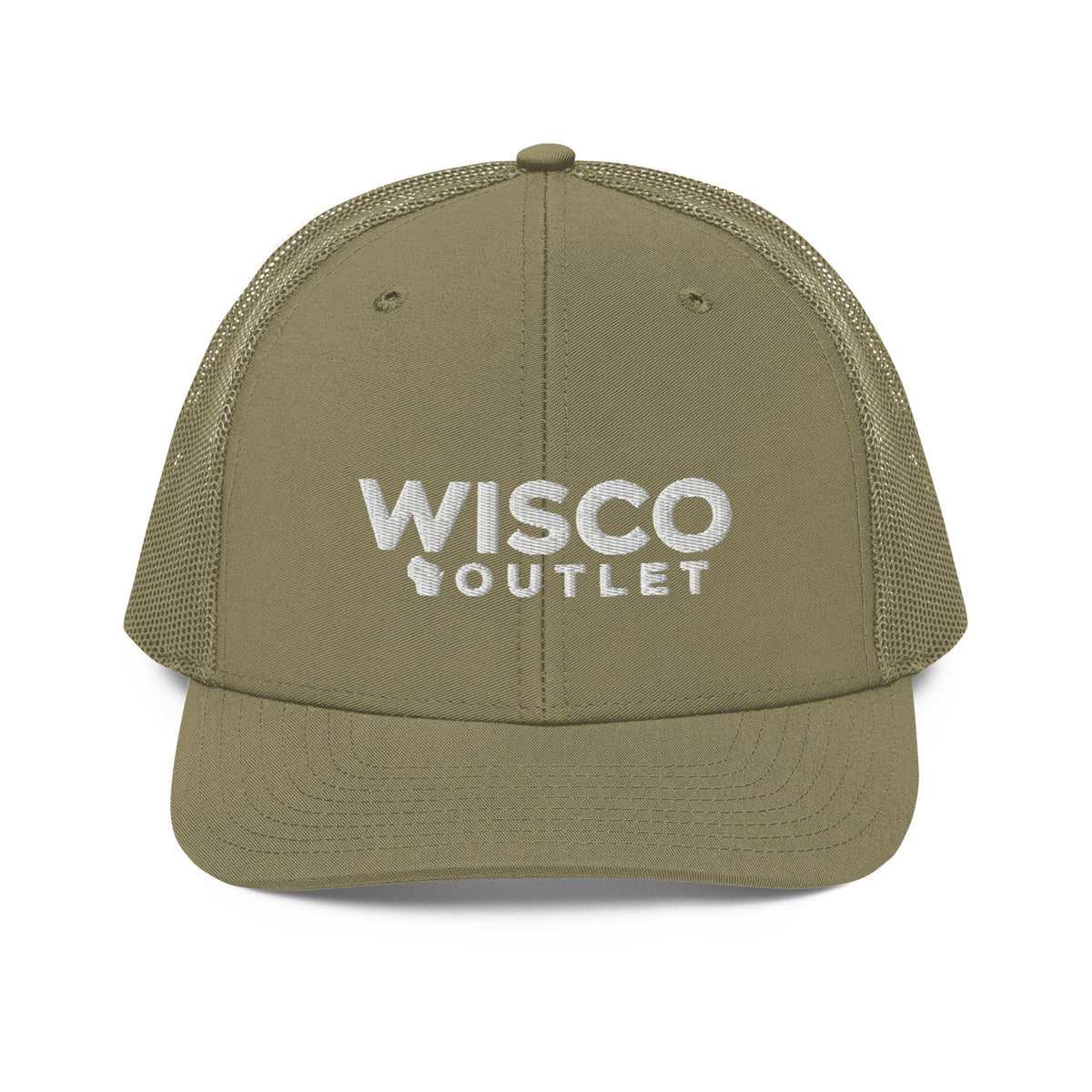 Wisco Wordmark Richardson 112 with white embroidery — loden front