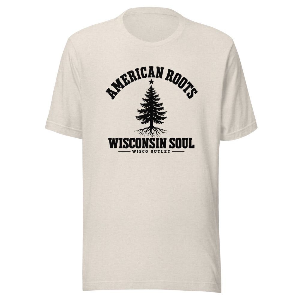 American Roots, Wisconsin Soul T-Shirt — Heather Dust — front