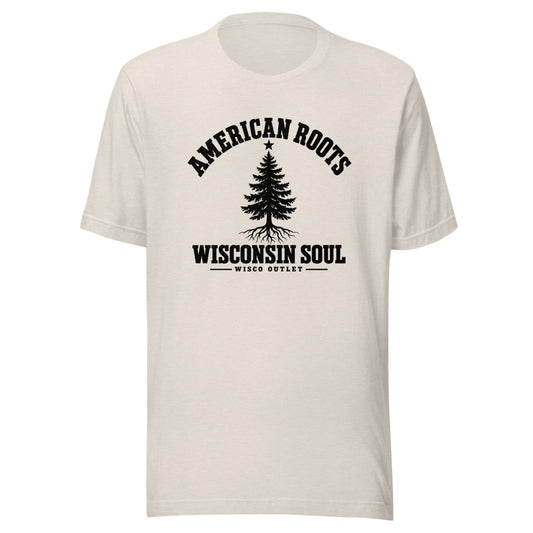 American Roots, Wisconsin Soul T-Shirt — Heather Dust — front