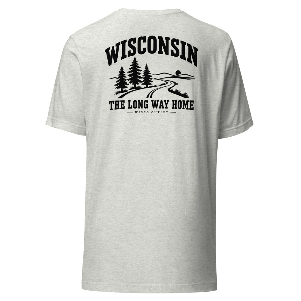 Wisconsin Long Way Home T-Shirt — Ash — back