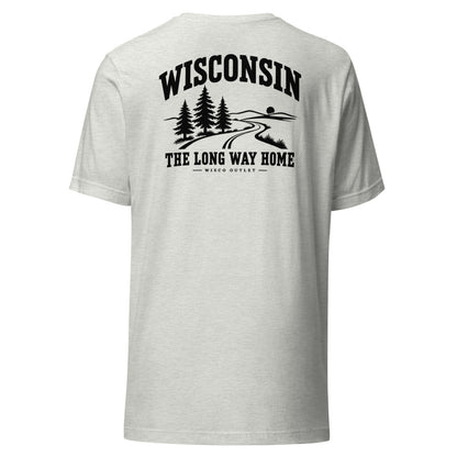 Wisconsin Long Way Home T-Shirt — Ash — back
