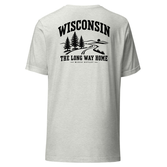 Wisconsin Long Way Home T-Shirt — Ash — back