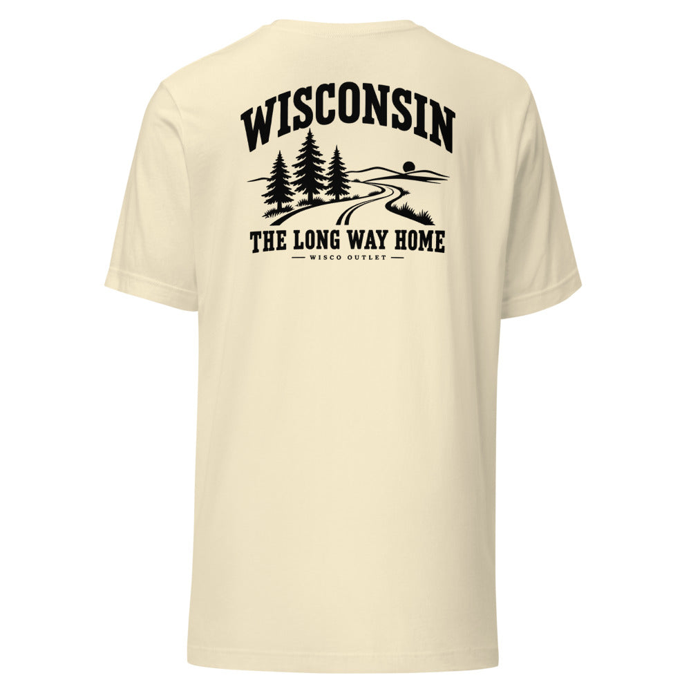 Wisconsin Long Way Home T-Shirt — Natural — back