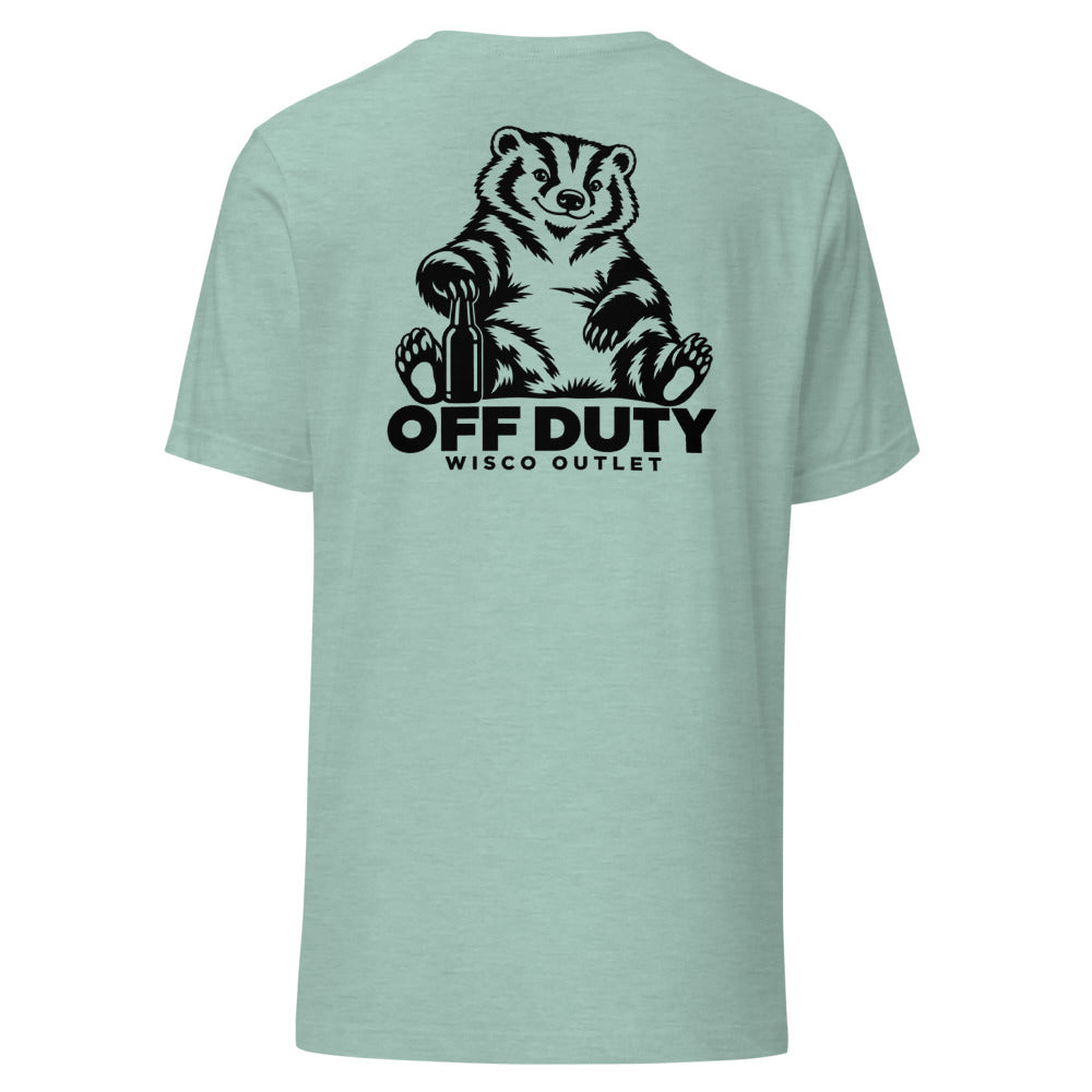 Off Duty Badger T-Shirt — Heather Prism Dusty Blue — back