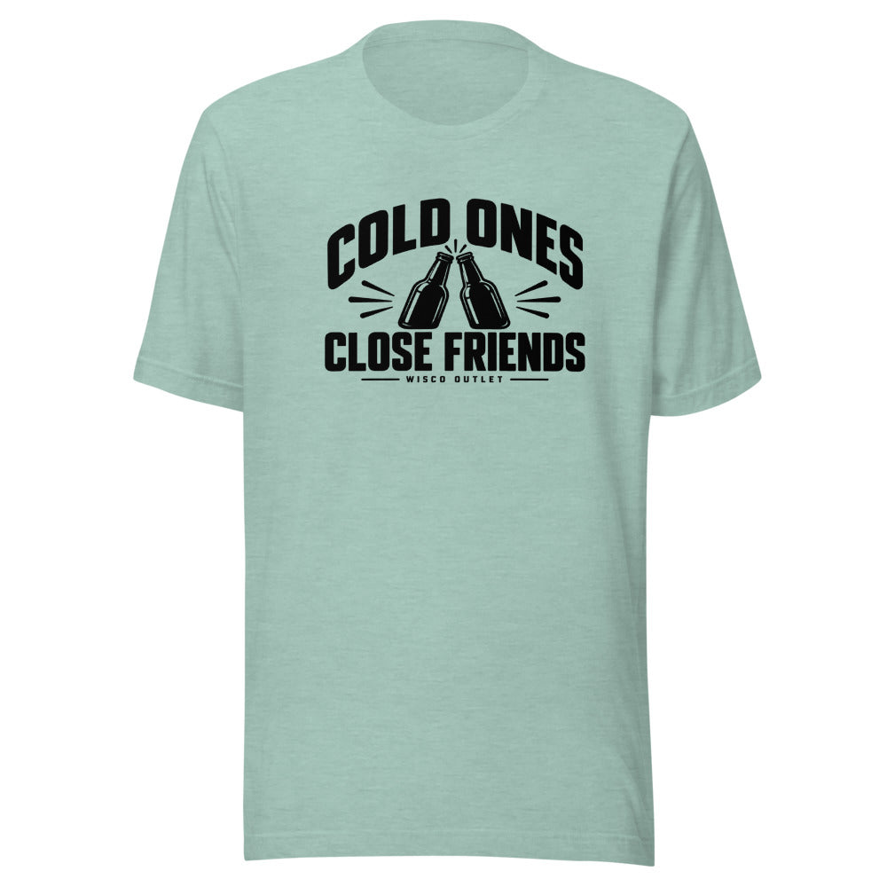 Cold Ones, Close Friends T-Shirt — Heather Prism Dusty Blue — front
