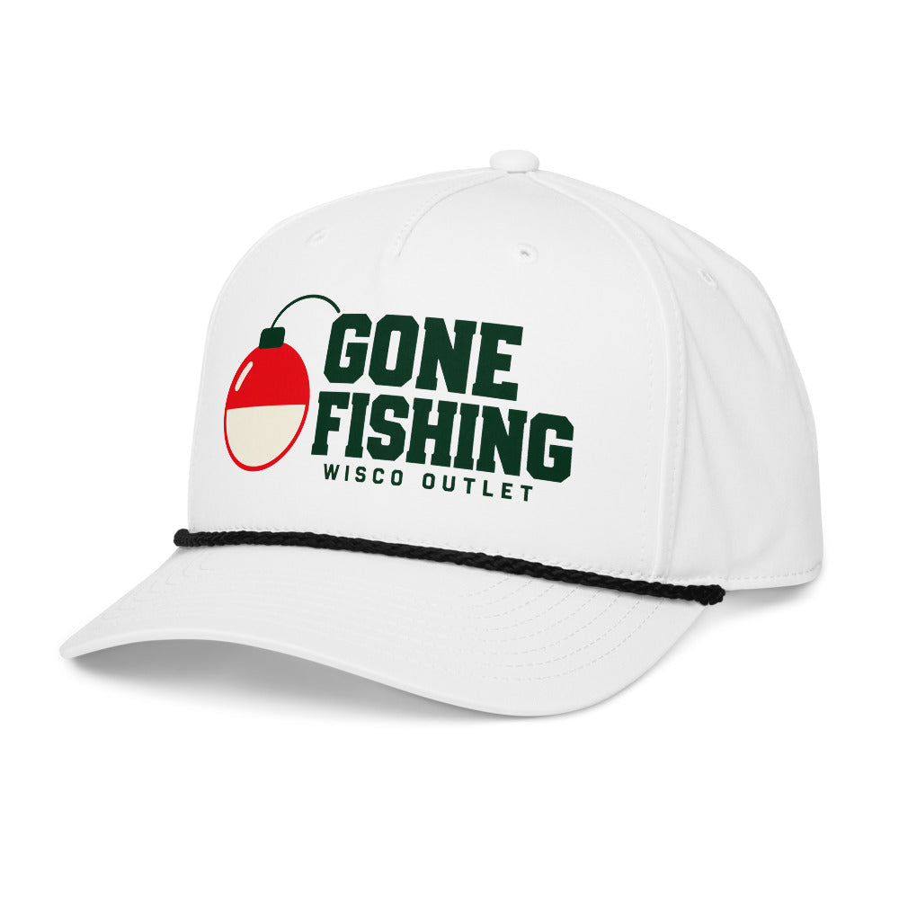 13 — Gone Fishing rope hat, angled view