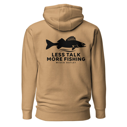 Less Talk More Fishing Hoodie — Khaki — back