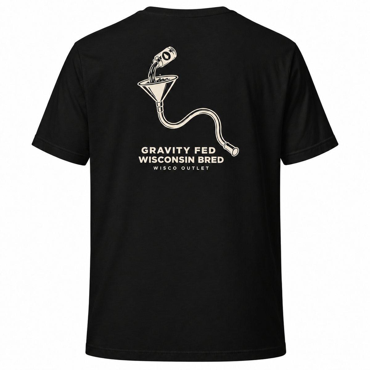 Gravity Fed Wisconsin Bred T-Shirt — Black — back