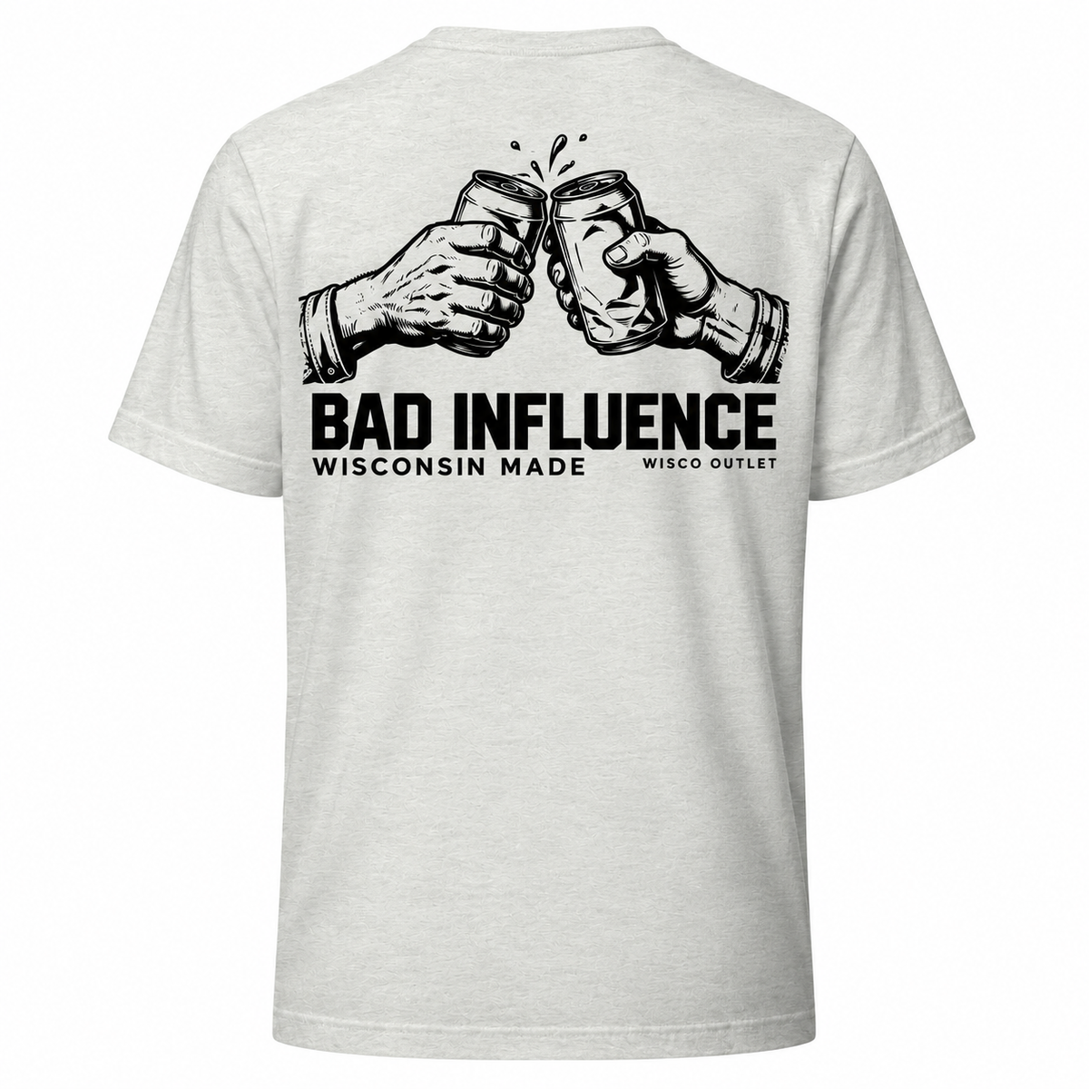 Bad Influence Wisconsin Made T-Shirt — Ash — back