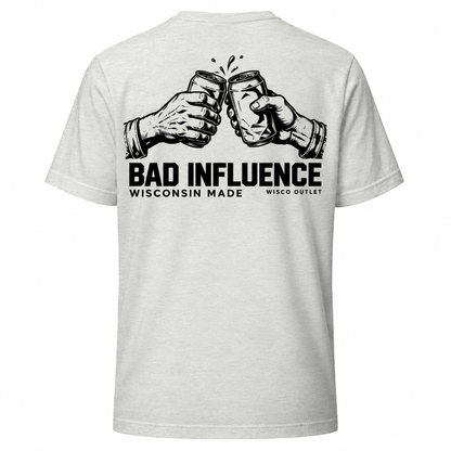 Bad Influence Wisconsin Made T-Shirt — Ash — back