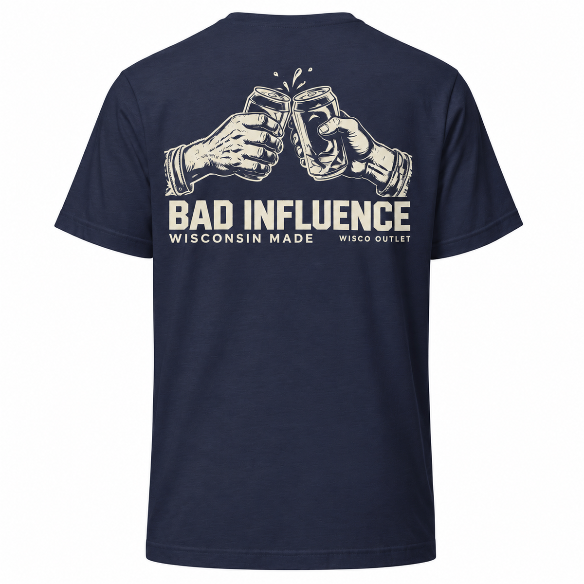 Bad Influence Wisconsin Made T-Shirt — Navy — back