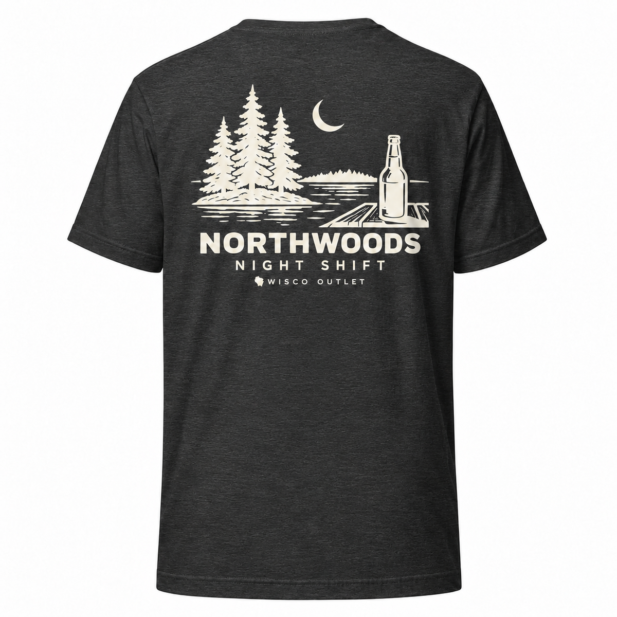 Northwoods Night Shift T-Shirt — Dark Grey Heather — back