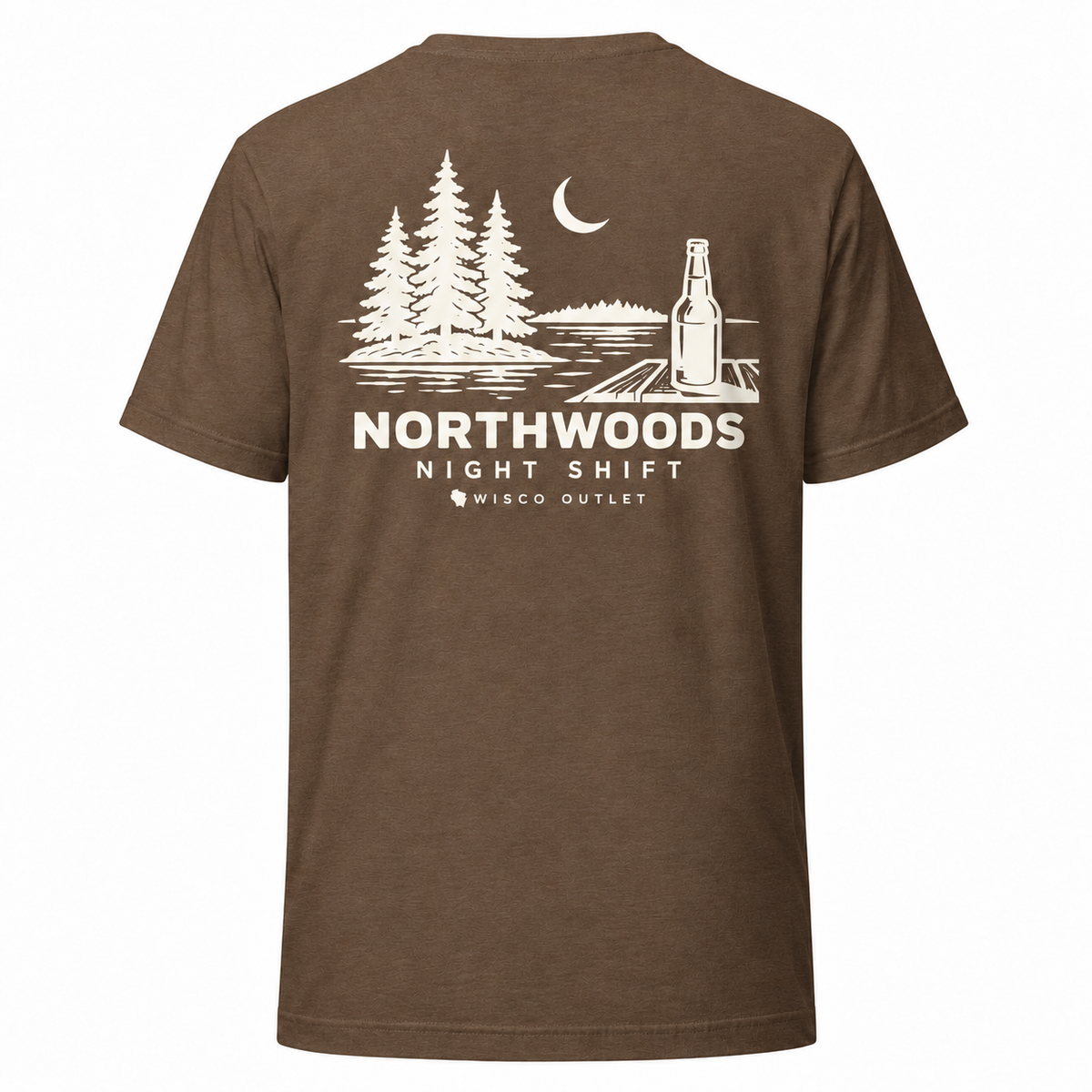 Northwoods Night Shift T-Shirt — Heather Brown — back