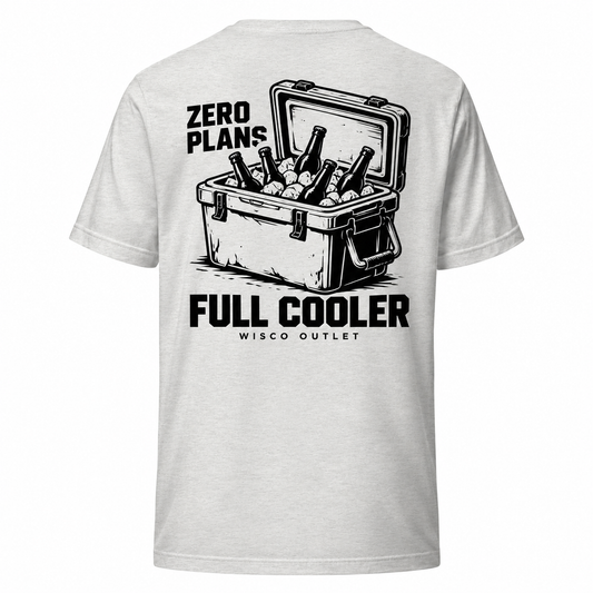 Zero Plans Full Cooler T-Shirt — Ash — back