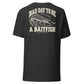 Wisco Outlet Bad Day to Be a Baitfish back design on Dark Grey Heather tee