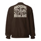 Wisco Outlet Dockside Regulars back design on Dark Chocolate crew