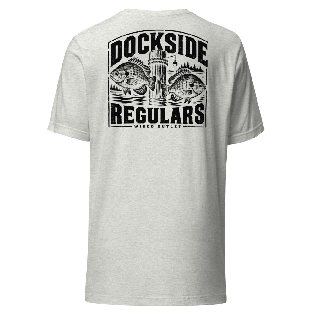 Wisco Outlet Dockside Regulars back design on Ash tee