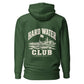 Wisco Outlet Hard Water Club back design on Forest Green hoodie