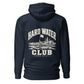 Wisco Outlet Hard Water Club back design on Navy Blazer hoodie