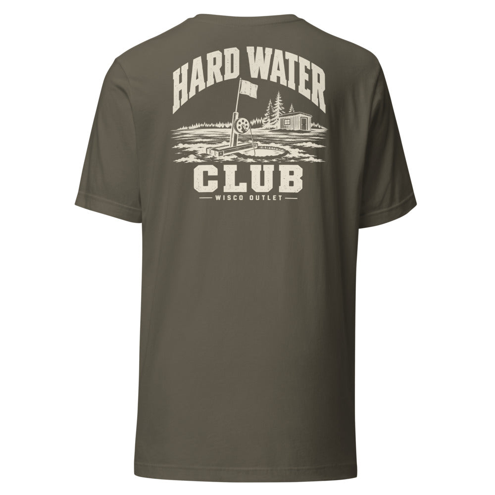 Wisco Outlet Hard Water Club back design on Army tee