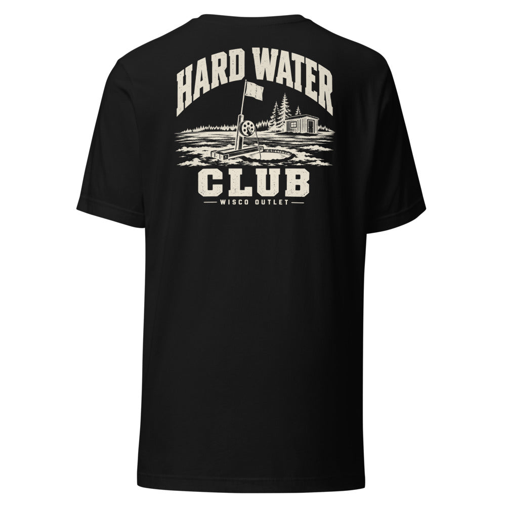 Wisco Outlet Hard Water Club back design on Black tee