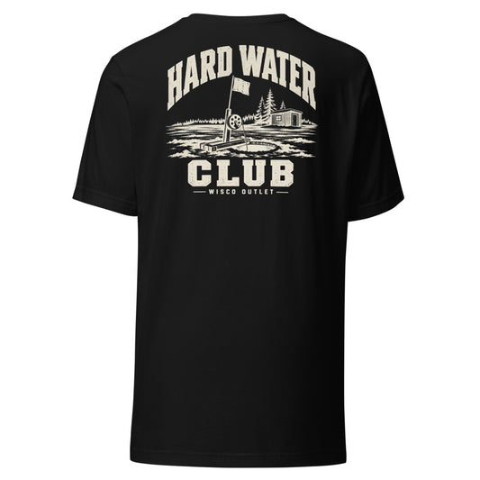 Wisco Outlet Hard Water Club back design on Black tee