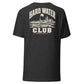 Wisco Outlet Hard Water Club back design on Dark Grey Heather tee