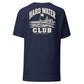 Wisco Outlet Hard Water Club back design on Navy tee
