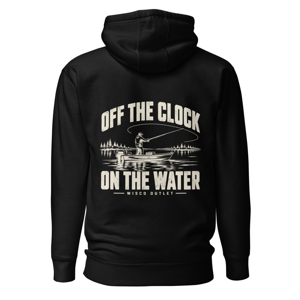 Wisco Outlet off the clock on the water back design on Black hoodie
