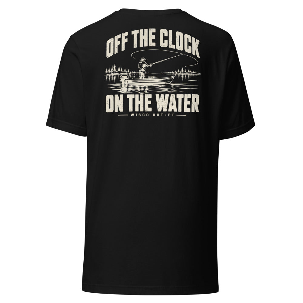 Wisco Outlet off the clock on the water back design on Black tee
