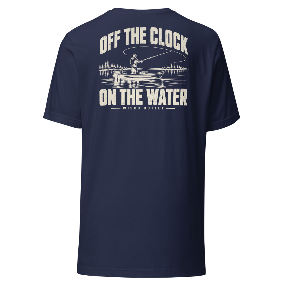 Wisco Outlet off the clock on the water back design on Navy tee