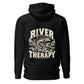 Wisco Outlet river therapy back design on Black hoodie