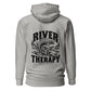 Wisco Outlet river therapy back design on Carbon Grey hoodie