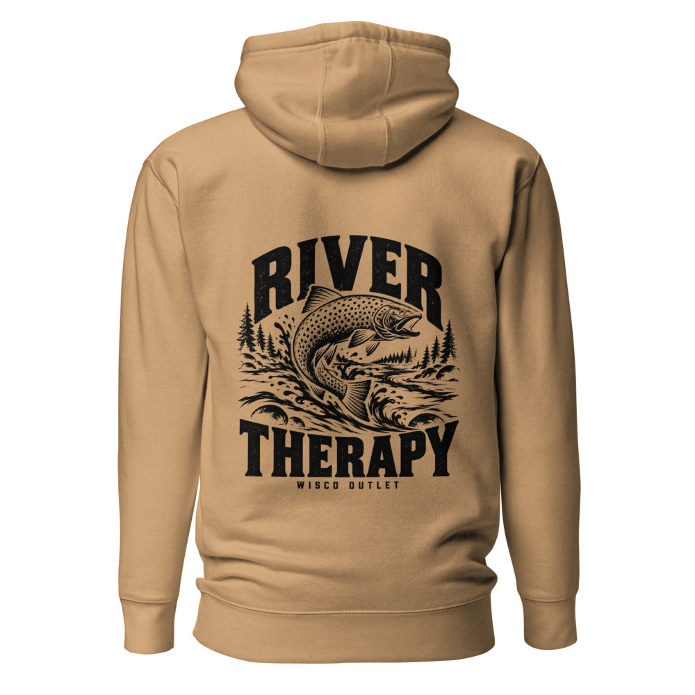 Wisco Outlet river therapy back design on Khaki hoodie