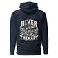 Wisco Outlet river therapy back design on Navy Blazer hoodie