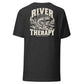 Wisco Outlet river therapy back design on Dark Grey Heather tee