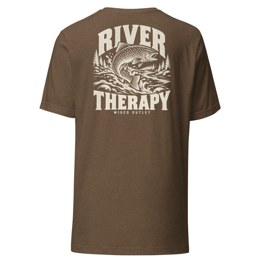 Wisco Outlet river therapy back design on Heather Brown tee