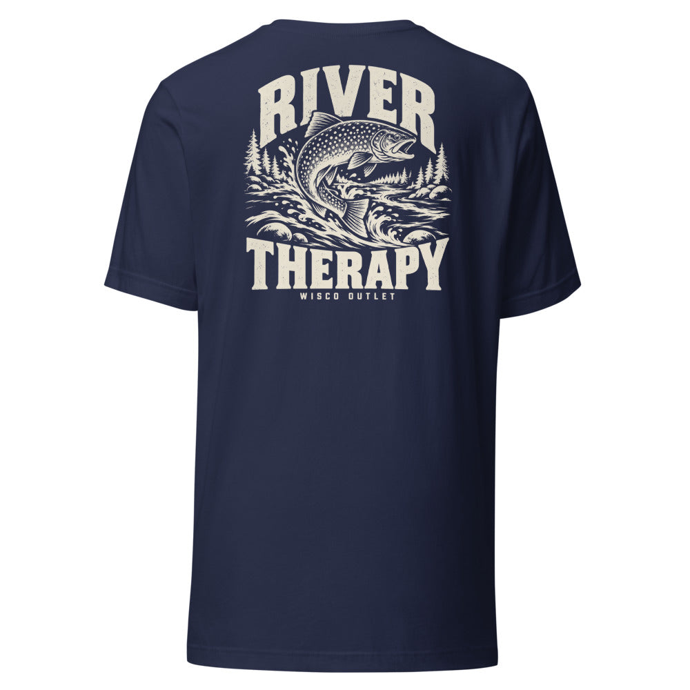 Wisco Outlet river therapy back design on Navy tee