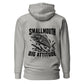 Wisco Outlet Smallmouth, Big Attitude back design on Carbon Grey hoodie