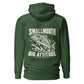 Wisco Outlet Smallmouth, Big Attitude back design on Forest Green hoodie