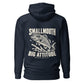 Wisco Outlet Smallmouth, Big Attitude back design on Navy Blazer hoodie