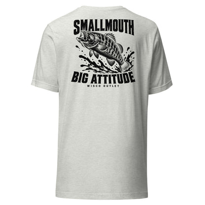 Wisco Outlet Smallmouth, Big Attitude back design on Ash tee
